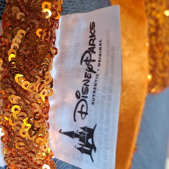 NWOT Disney Minnie Mouse Ears Halloween Orange Polka Dot Sequin Headband - Picture 2 of 2